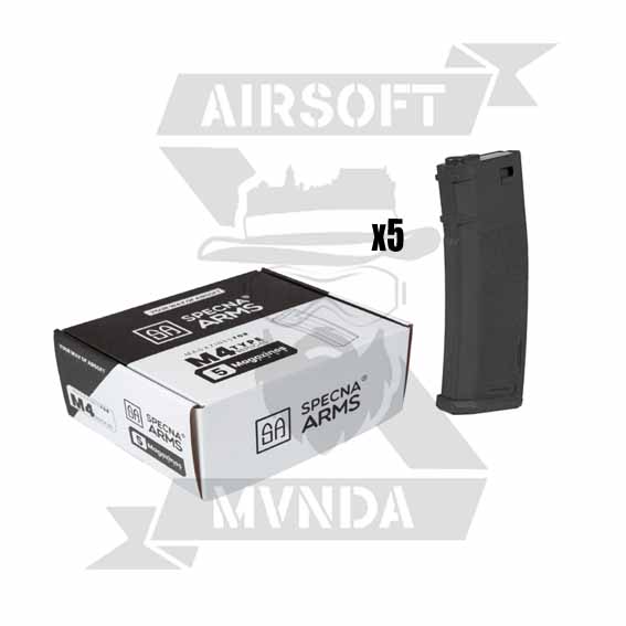 CAJA 5 CARGADOR SPECNA ARMS MID-CAP FUSIL M4 NEGRO