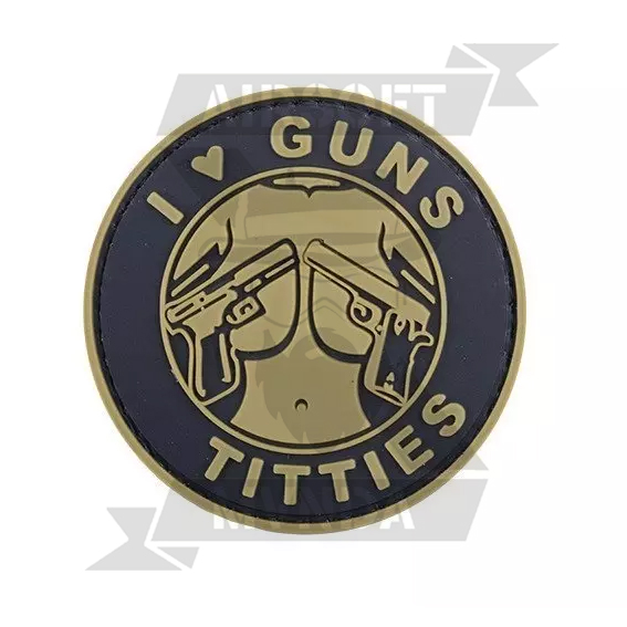 PARCHE 3D I LOVE GUNS TITTIES TAN