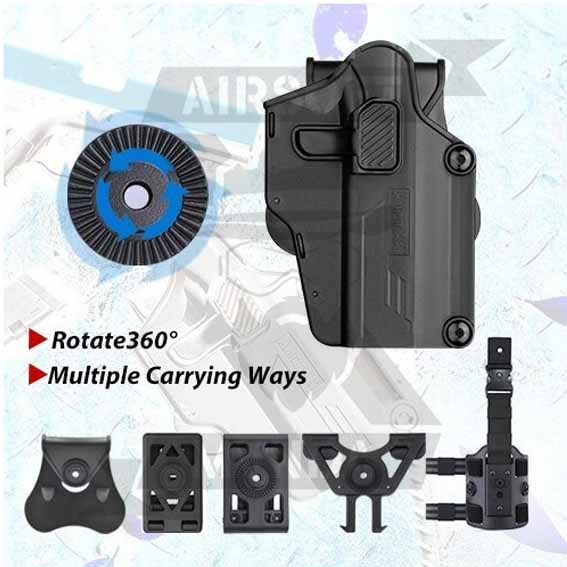 PISTOLERA AMOMAX RIGIDA UNIVERSAL DIESTRO NEGRA - Imagen 4