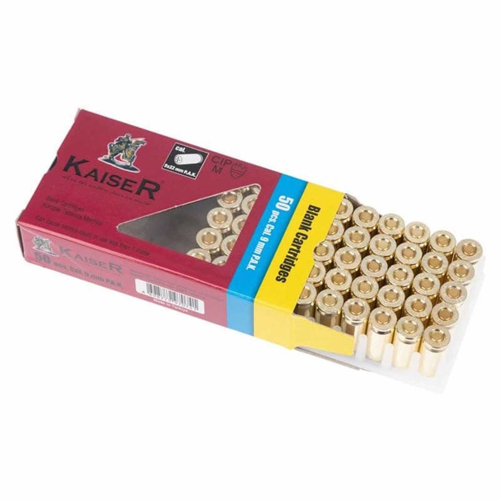 BALAS DETONADORAS FOGUEO KAISER 9MM 50PCS DORADA - Imagen 2
