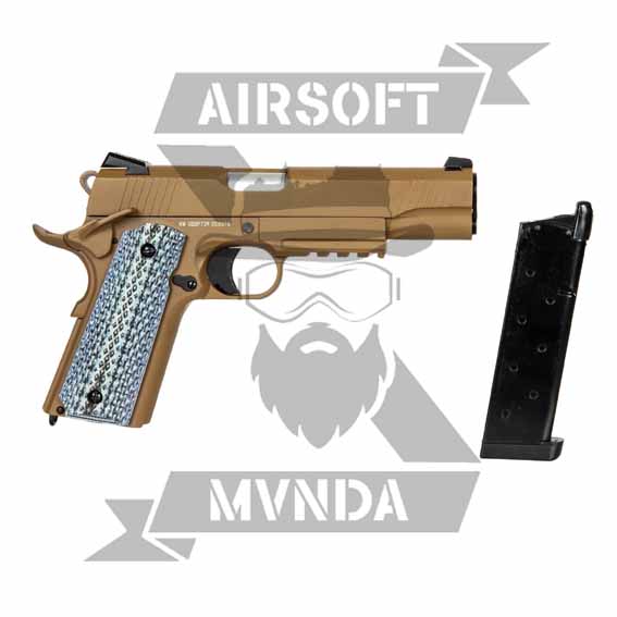 PISTOLA DOBLE BELL 1911 CQBP (739) TAN + REGALO - Imagen 5