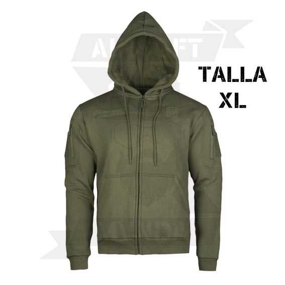 SUDADERA MILTEC TACTICA VELCROSCON CAPUCHA VERDE (XL)