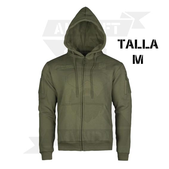 SUDADERA MILTEC TACTICA VELCROS CON CAPUCHA VERDE (M)
