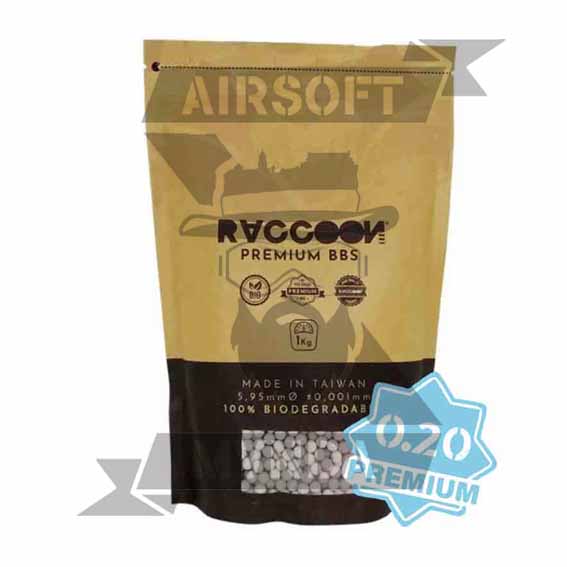 BOLAS RACCOON PREMIUM BIO 0,20G 1KG BLANCA