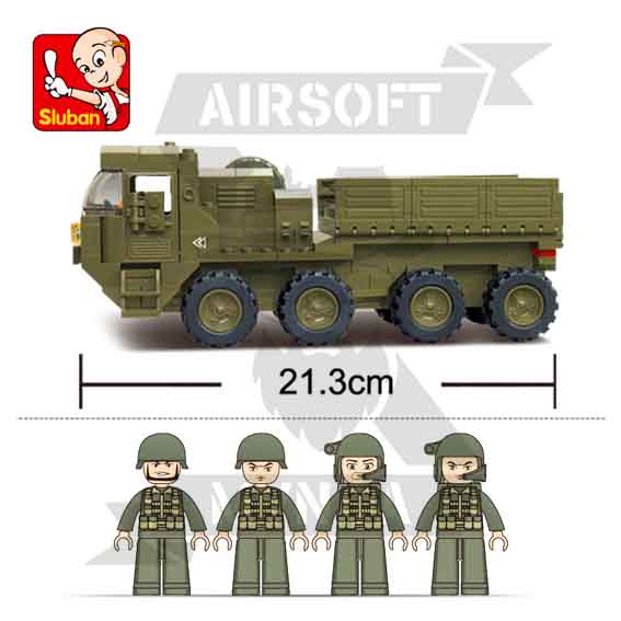 CAMION TRANSPORTE ARMADO SLUBAN 306 PCS VERDE - Imagen 2