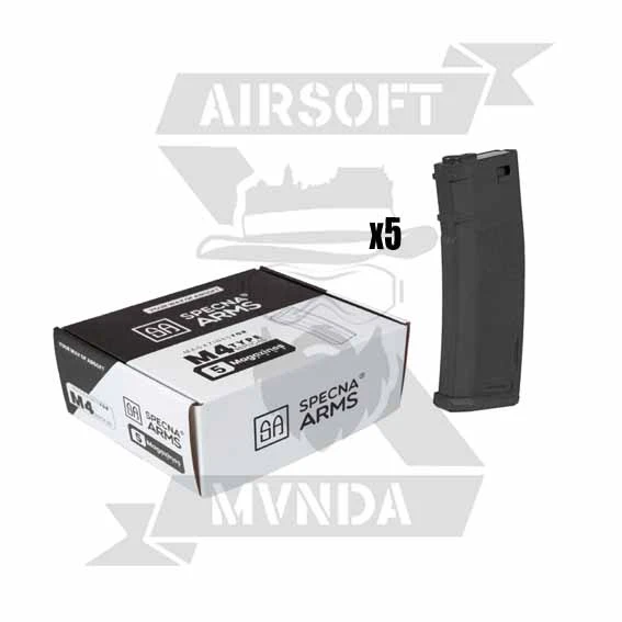 CAJA 5 CARGADOR SPECNA ARMS MID-CAP FUSIL M4 NEGRO
