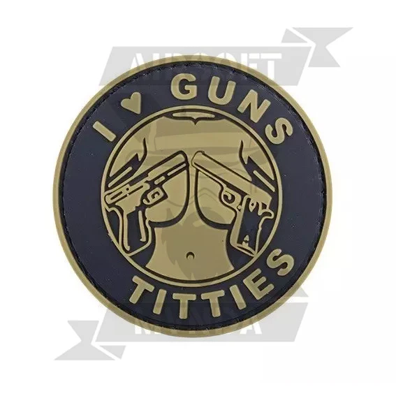 PARCHE 3D I LOVE GUNS TITTIES TAN
