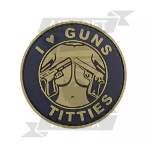 PARCHE 3D I LOVE GUNS TITTIES TAN - Imagen 1