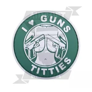 PARCHE 3D I LOVE GUNS TITTIES VERDE - Imagen 1