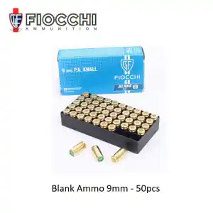 BALAS DETONADORAS FOGUEO FIOCCHI BLANK 9MM 50PCS DORADA - Imagen 1