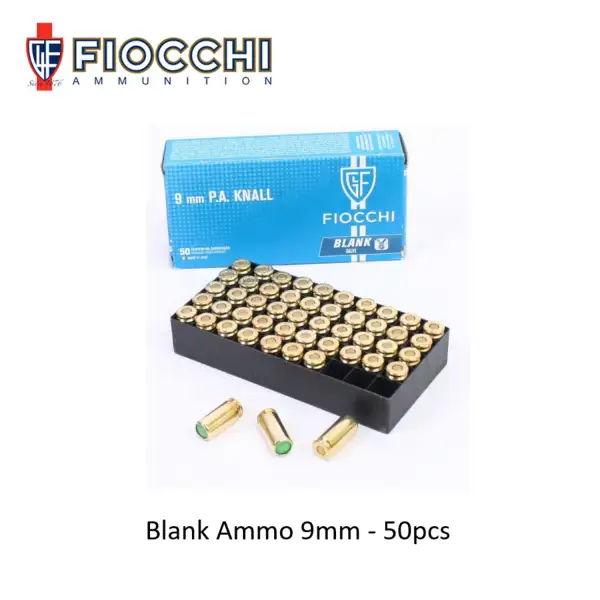 BALAS DETONADORAS FOGUEO FIOCCHI BLANK 9MM 50PCS DORADA