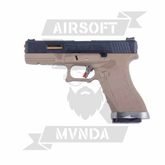 PISTOLA WE G17 FORCE GAS TAN CAÑON DORADO
