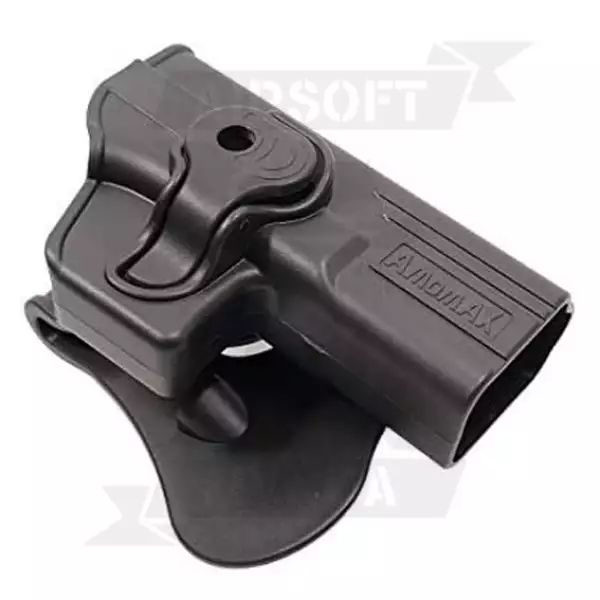 PISTOLERA  AMOMAX RIGIDA GLOCK 17 DIESTRO NEGRA