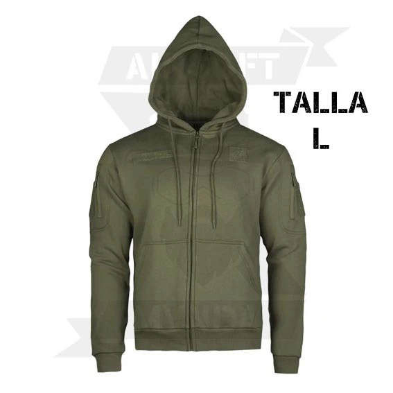 SUDADERA MILTEC TACTICA VELCROS CON CAPUCHA VERDE (L)