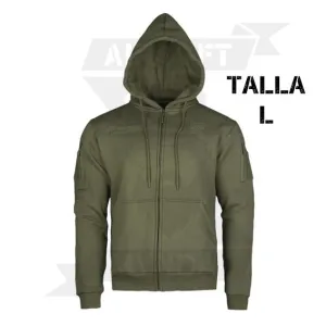 SUDADERA MILTEC TACTICA VELCROS CON CAPUCHA VERDE (L) - Imagen 1