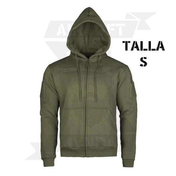 SUDADERA MILTEC TACTICA VELCROS CON CAPUCHA VERDE (S)
