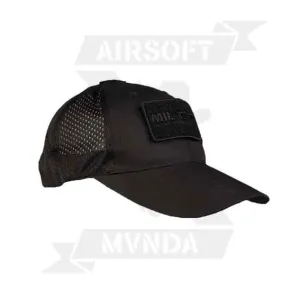 GORRA AIRSOFT VELCROS REJILLA MILTEC NEGRA - Imagen 1