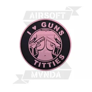 PARCHE 3D I LOVE GUNS TITTIES ROSA - Imagen 1