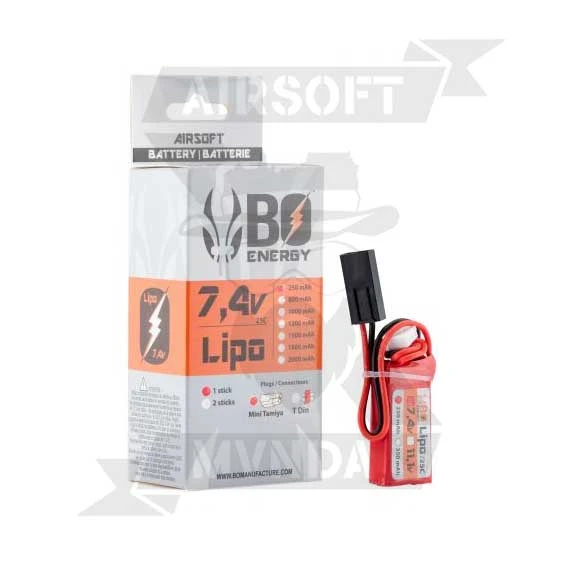 BATERIA BO MANUFACTURE ENERGY 7.4V 250MAH 20C MINITAMIYA